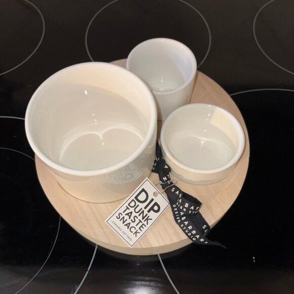 Santa Barbara Design Studio Serving Set Removeable Small Bowls in Wood Base, 8" - Picture 2 of 4